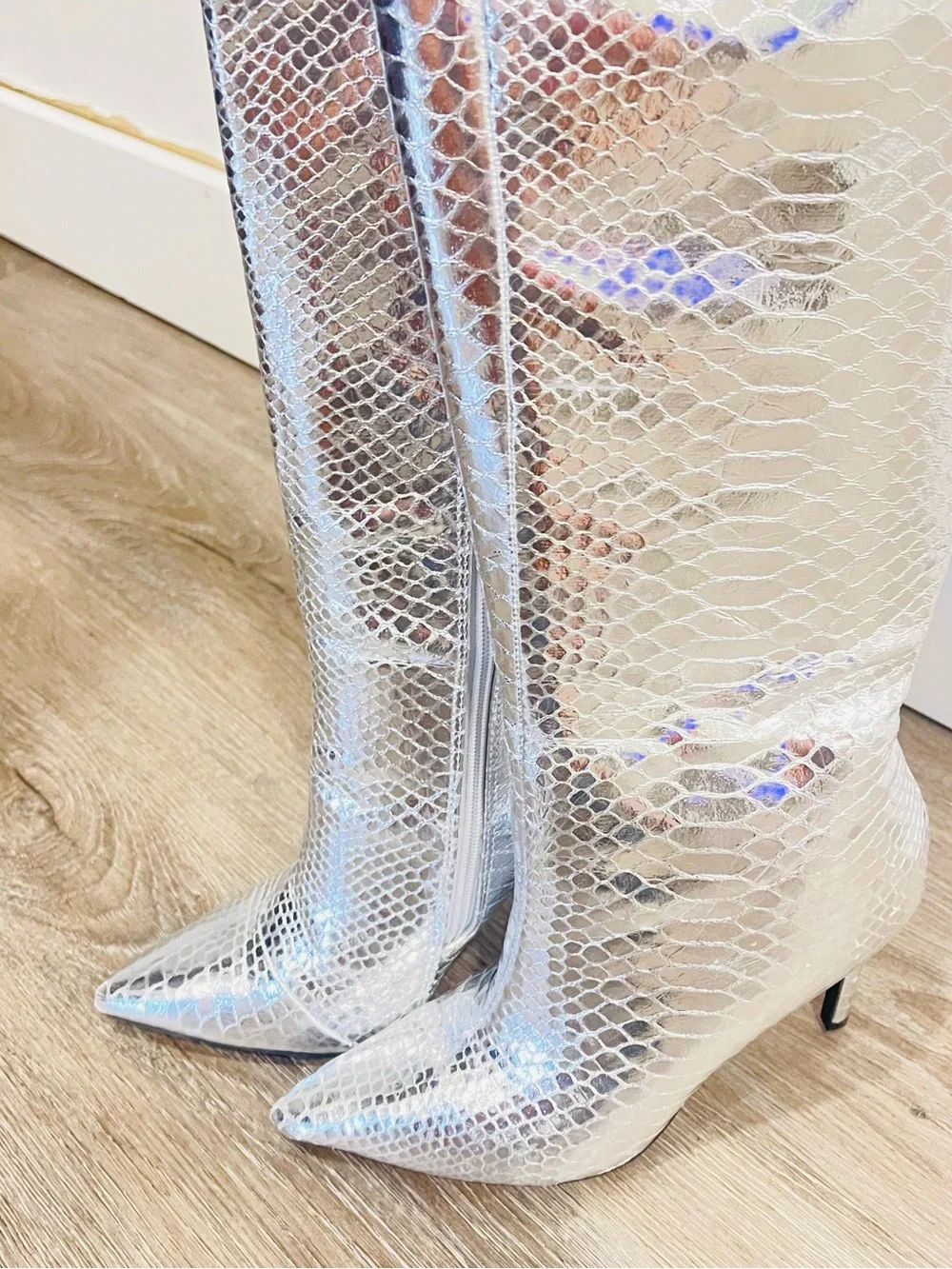 INC International Concepts White Snake-Embossed Over-the-Knee Stiletto Boots